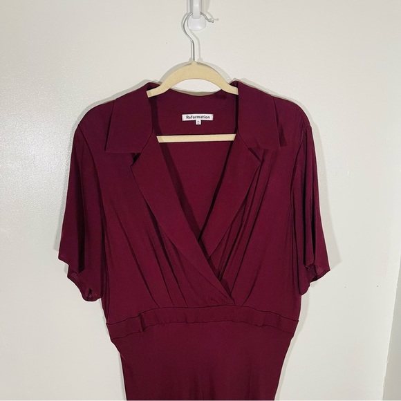 Reformation Danika Midi Dress Prune Red Size 1X - Picture 6 of 9